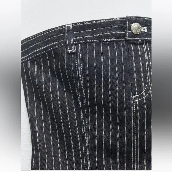 ZARA NEW WOMAN OFF-SHOULDER TRF DENIM TOP WITH STRIPES MEDIUM 5252/009/133/15 - Picture 9 of 9